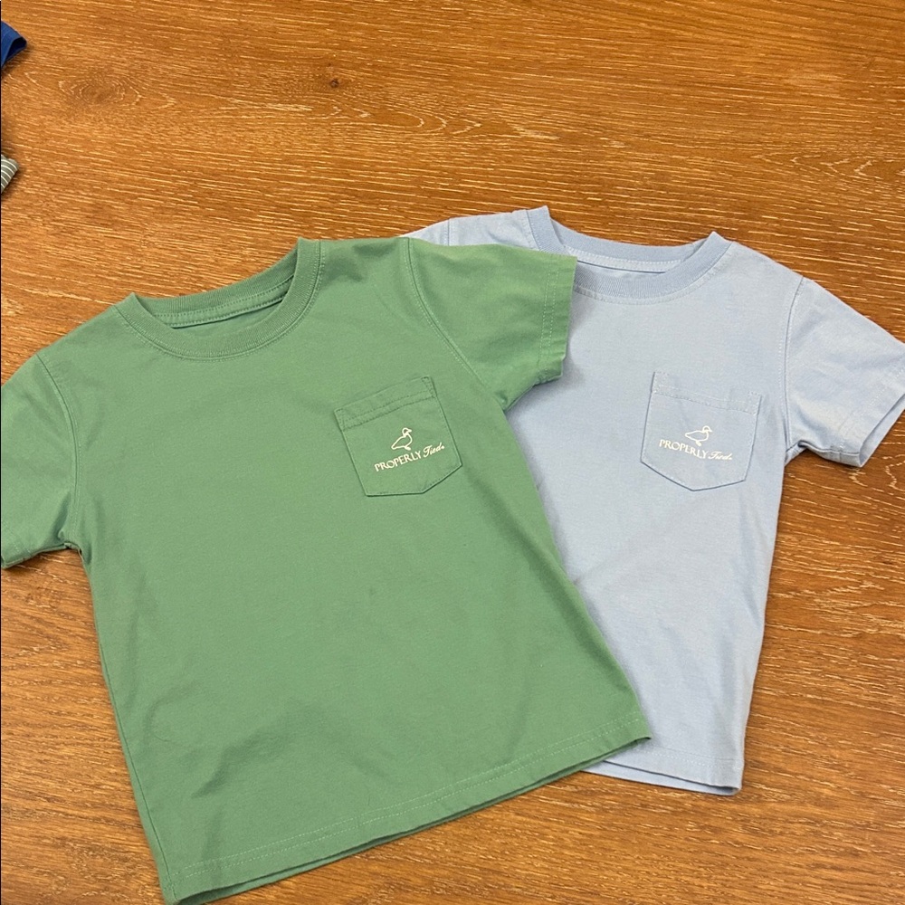 Monag Green and Light Blue Kids' Pocket Tees